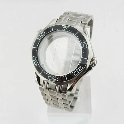 42MM Diving Watch Case Sapphire Glass Unidirectional Rotating Bezel For NH35