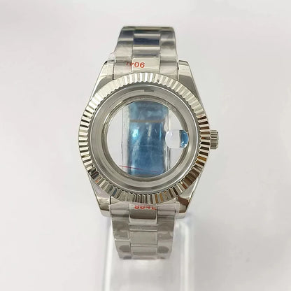 316L Steel 41mm Silver Classic Style Watch Case+Strap 28.5mm Dial Fit 8285