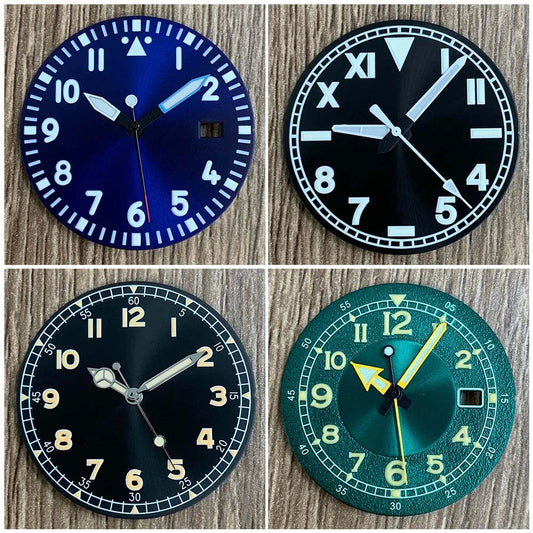 33.5mm Watch Dial + Watch Hands for NH35/NH36/4R/7S Movement Green Luminous