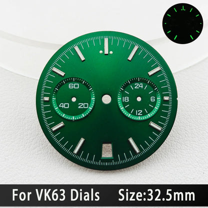 39.7mm Silver 316L Steel Watch Case 20mm Strap Solid VK63 Watch Header For VK63