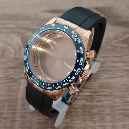 316L Steel 39mm RoseGold-Mulan Case+Watch Rubber Strap Case Fit VK63