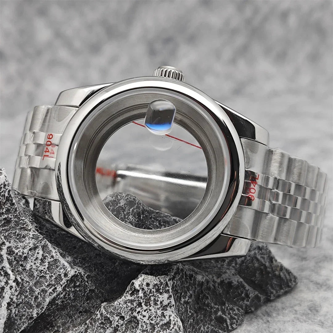 39mm Steel  Watch Case for NH35 NH36 4R 7S Case +Strap with Sapphire Crystal