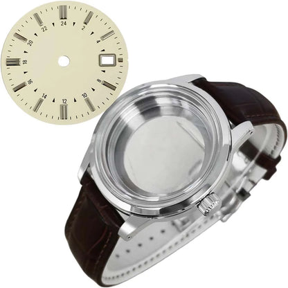 39mm Steel Watch Case Strap Dial for NH35 NH36 4R 7S PU Leather Strap 31mm Dial