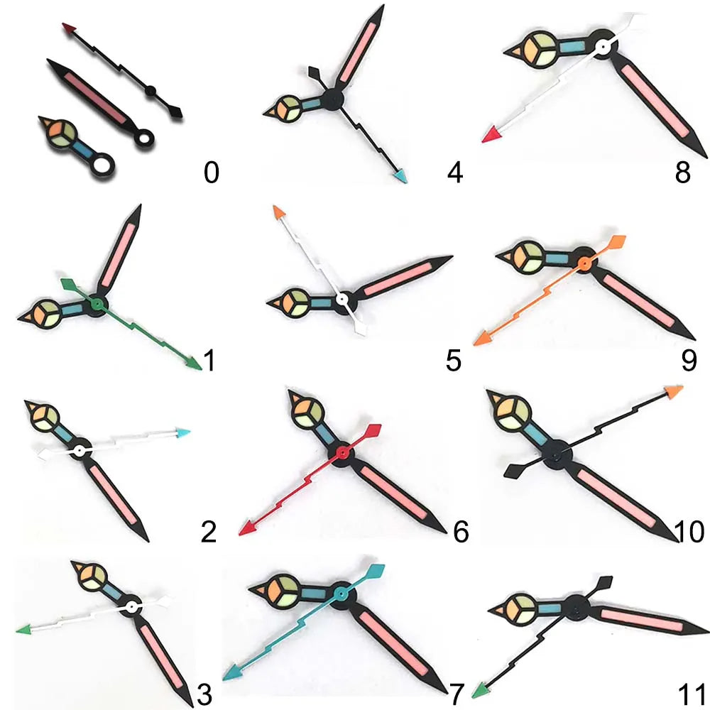 3Pins Green Luminous Watch Hands for NH35/NH36/4R/7S Modified Lightning Pointers