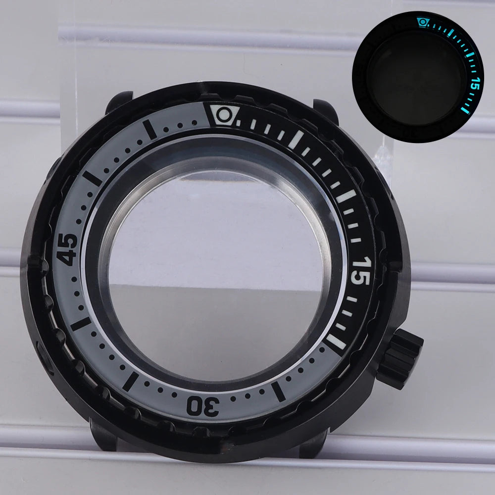 47mm Watch Case C3 Luminous Bezel For NH35 NH36 NH38 4R36 Modified Tuna Can