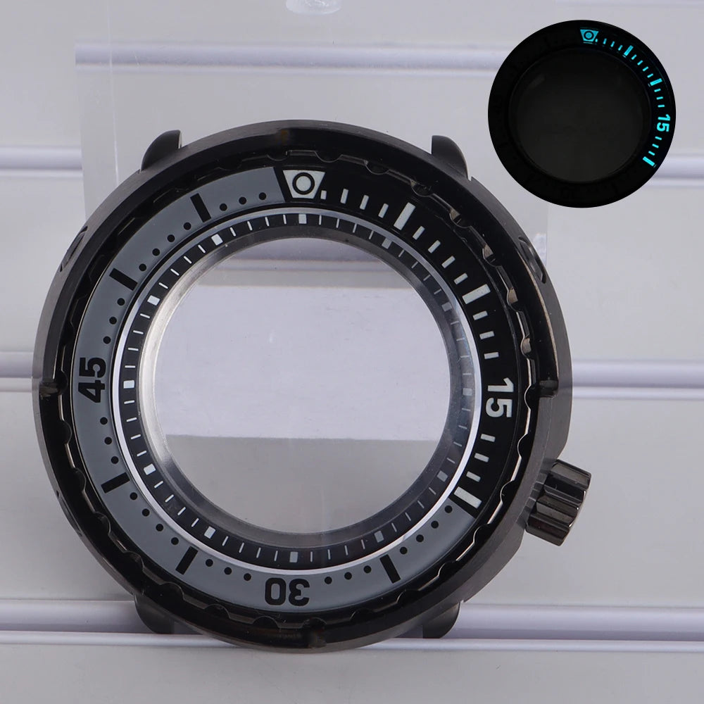 47mm Watch Case Sapphire Crystal For NH35/36 NH38 Modified Tuna Canned C3 Bezel