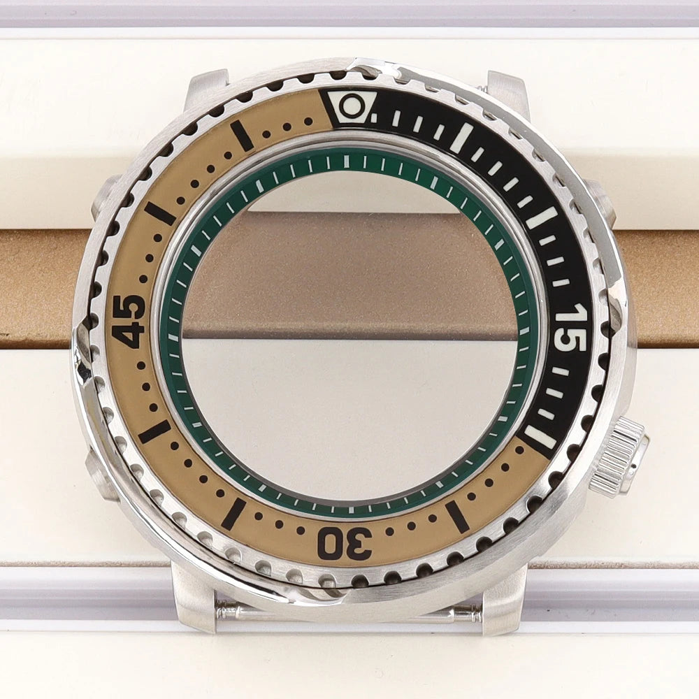 43mm Watch Case For NH34 NH35 NH36 NH38 Tuna Sapphire Crystal Luminous Bezel