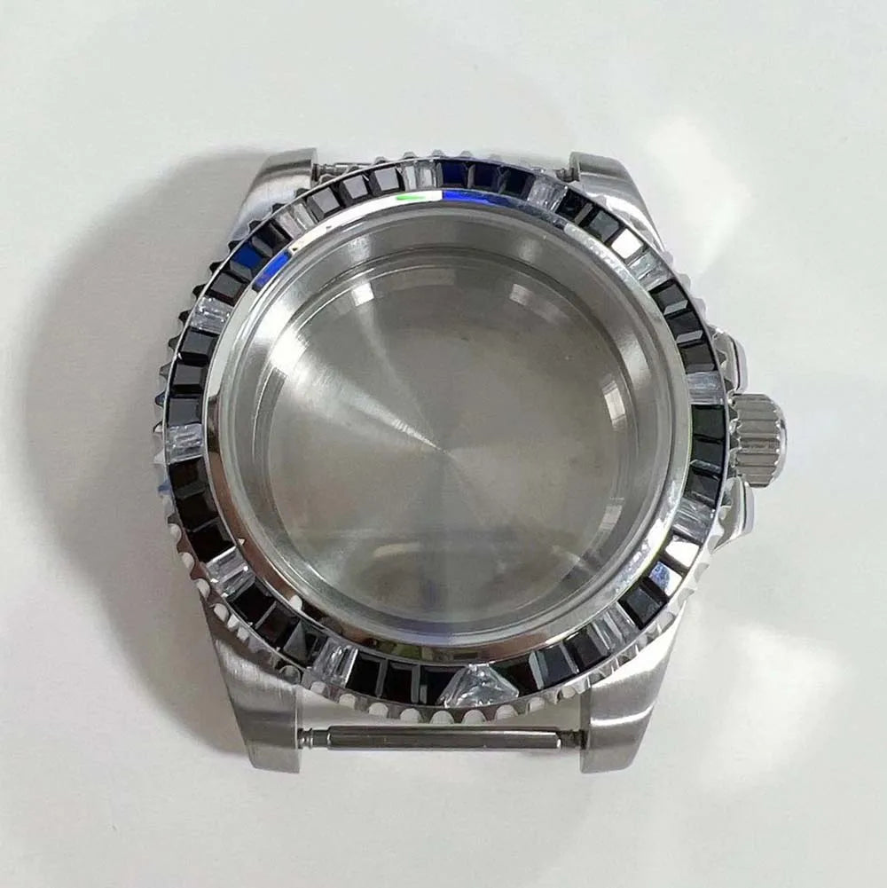 40mm Watch Case for NH35 NH36 Crystal Bezel Solid/Clear Bottom Sapphire Glass