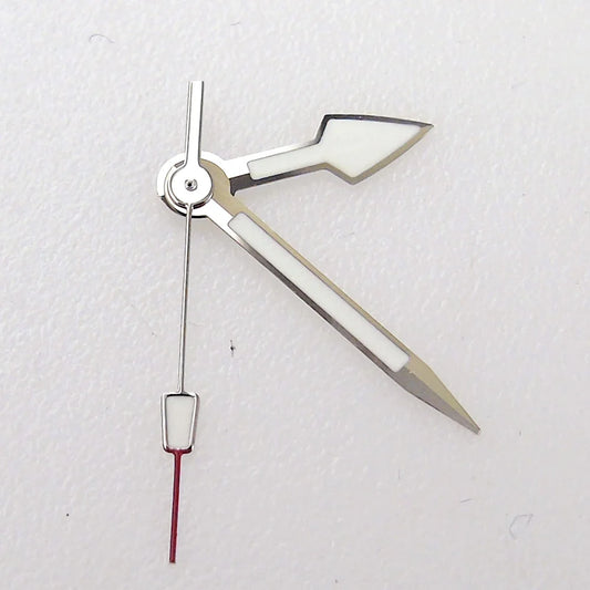 Sword-style silver luminous watch hands for NH35 NH36 7s26 7s36 movements, ideal for diver watches.
