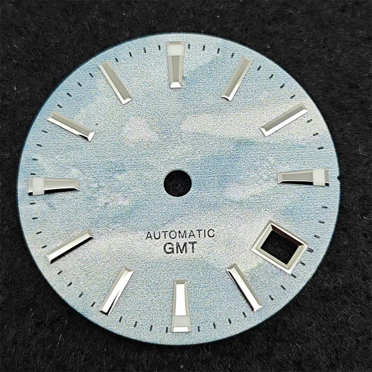 28.5mm Watch Dial BGW9 Luminous GMT Blue Sky White Cloud Surface for NH34 NH35