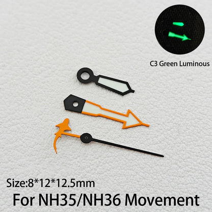 For NH35/NH36 Hands Marine Life Shape Series C3 Green Luminous Dolphin/Mermaid