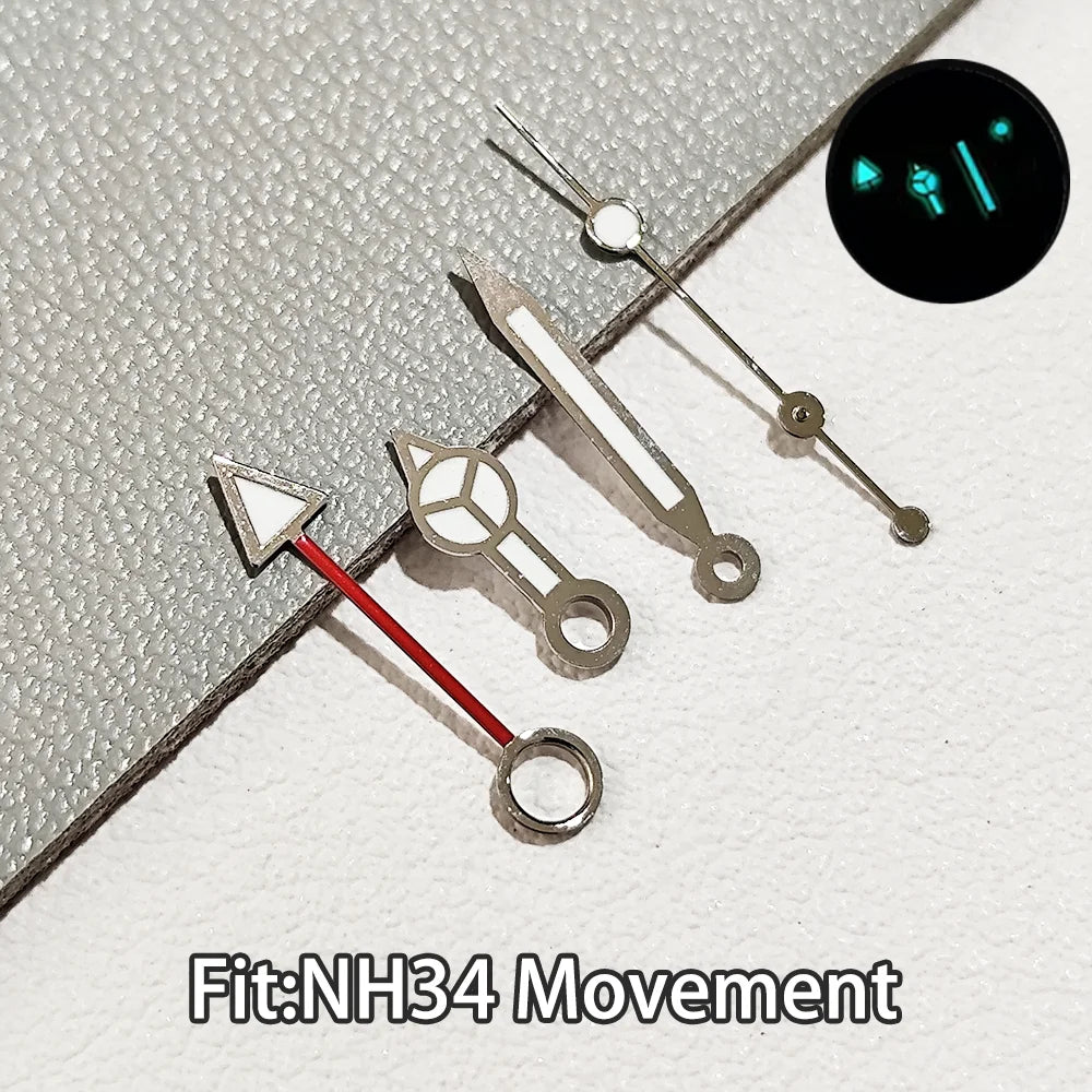 For NH34 GMT Hands Watch Hand Parts Blue&green BGW9 Luminous For NH35 Movement