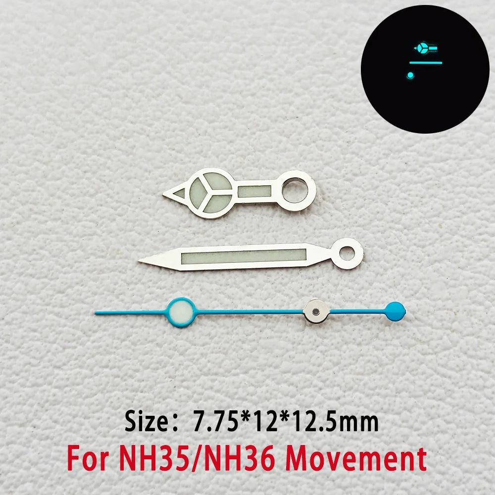 Modified BGW9 Blue Luminous GMT Watch Hands For NH34 NH35 NH36  Movement