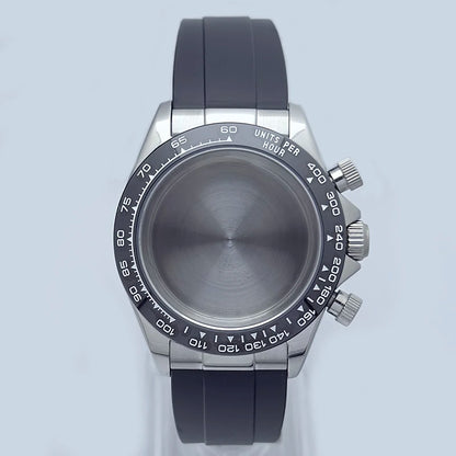 316L Steel 39mm Silver Case+Watch Rubber Strap Case Fit VK63 Modified Part