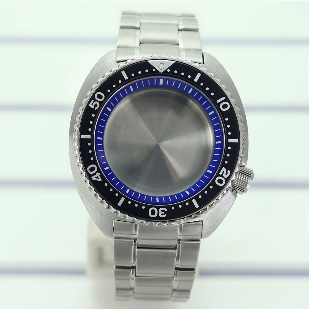 45mm Steel Watch Case Sapphire Glass For Mod skx big Abalone NH35 NH36 NH38
