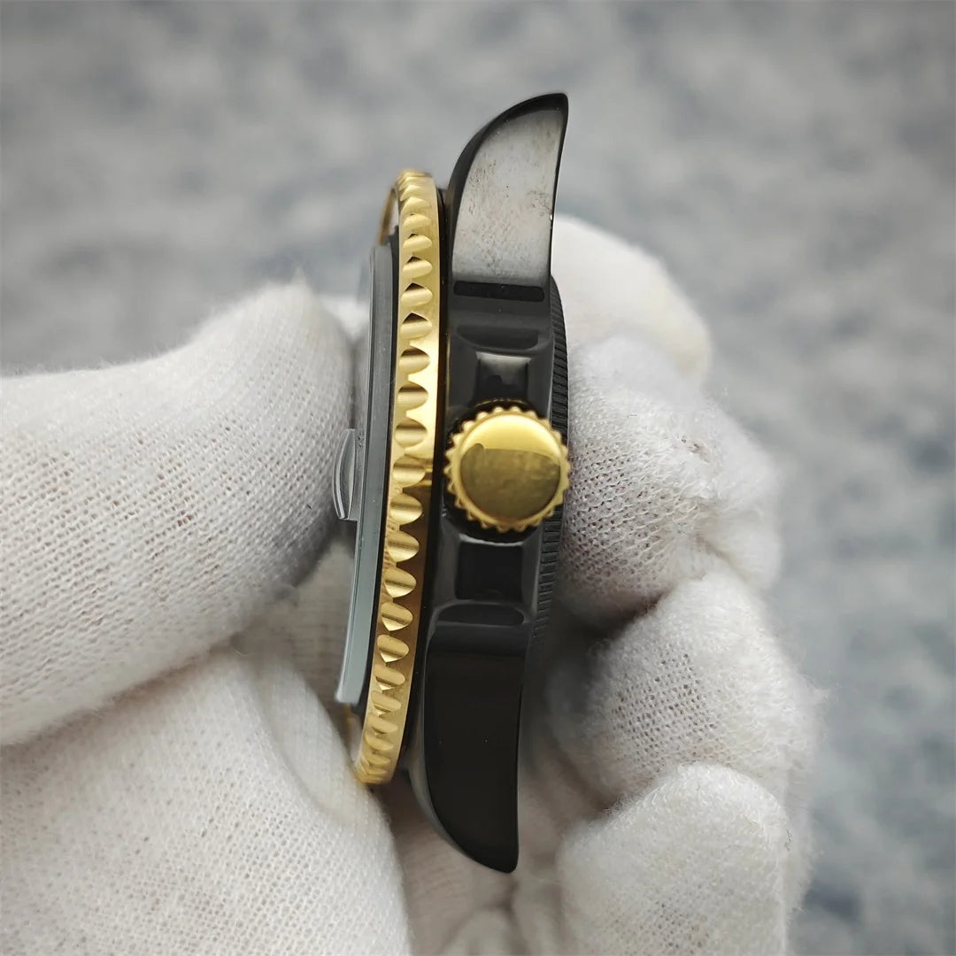 40MM Black Gold Watch Case for 8215/2813/3804/NH35/NH36 Mechanical Movement