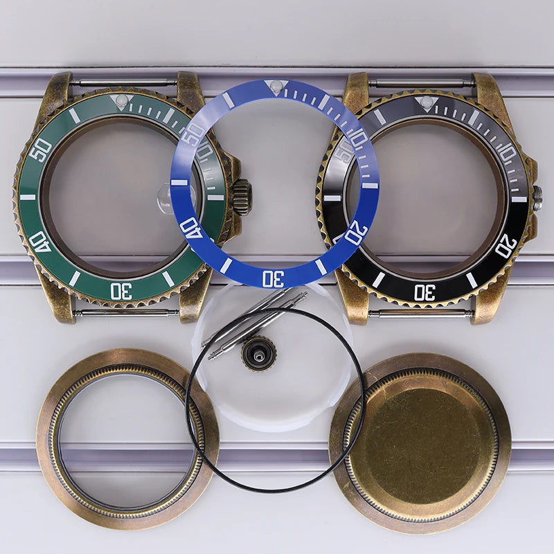 40mm Bronze SUB Watch Case Bezel For NH35/36 GMT NH34/38 4R36 Sapphire Crystal