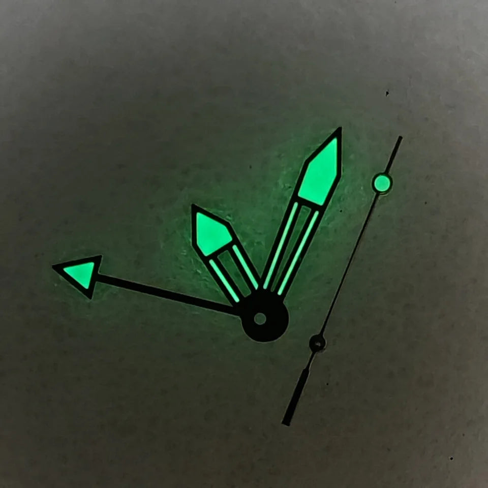 Modified GMT Black Green 4 Hands Green Luminous Watch Hands for NH34 Movement