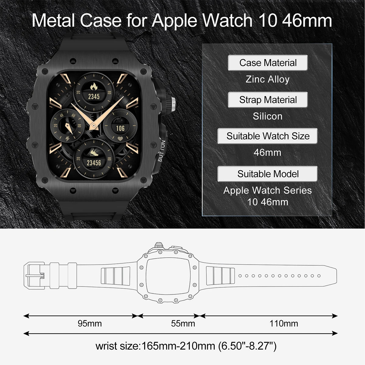 Luxury Kit for Apple Watch 10 46MM Stainless Steel Case IWatch Series 9 8 7 6 5