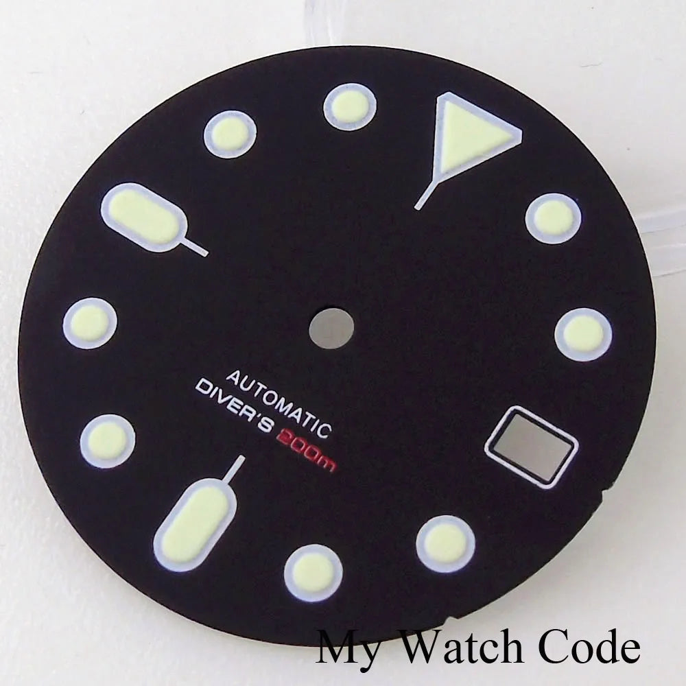 Sunburst orange 29mm dial with luminous markers for SKX mod, compatible with NH35 NH36 movement, crown at 3.8,.
