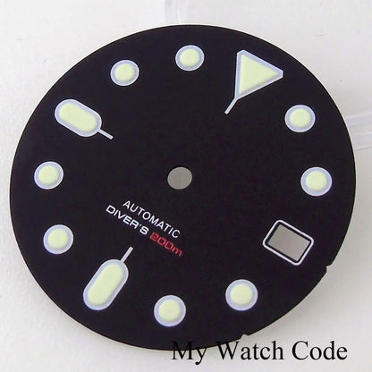 Sunburst orange 29mm dial with luminous markers for SKX mod, compatible with NH35 NH36 movement, crown at 3.8,.