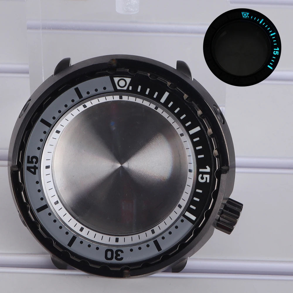47mm Watch Case Sapphire Crystal For NH35/36 NH38 Modified Tuna Canned C3 Bezel