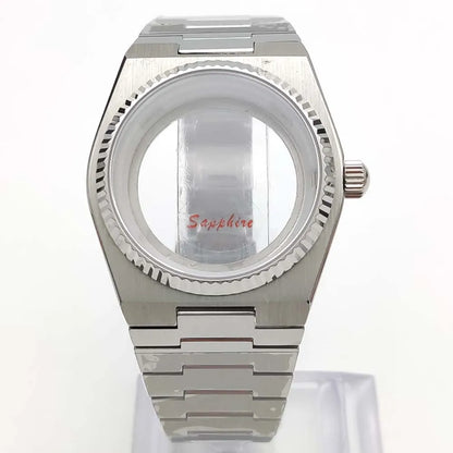 40MM Transparent Bottom Steel  Watch Case Sapphire Strap Set for NH35/36/38/70