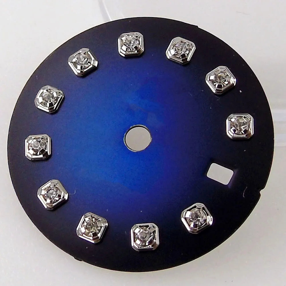 Nologo Sunburst dial face with rhinestone markers for 26mm lady watch, fits NH05 NH06 NH07 movements.