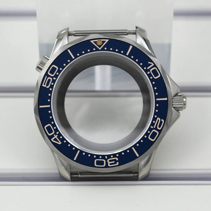 41mm Steel Watch Case Sapphire for Seamaster 300 NH35 NH36 NH38 Transparent Back