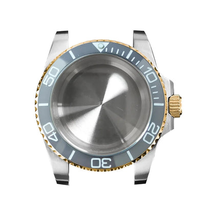 316L Watch Case 40mm Gold Edge Sapphire Flat Glass for NH35/ NH36 Modification