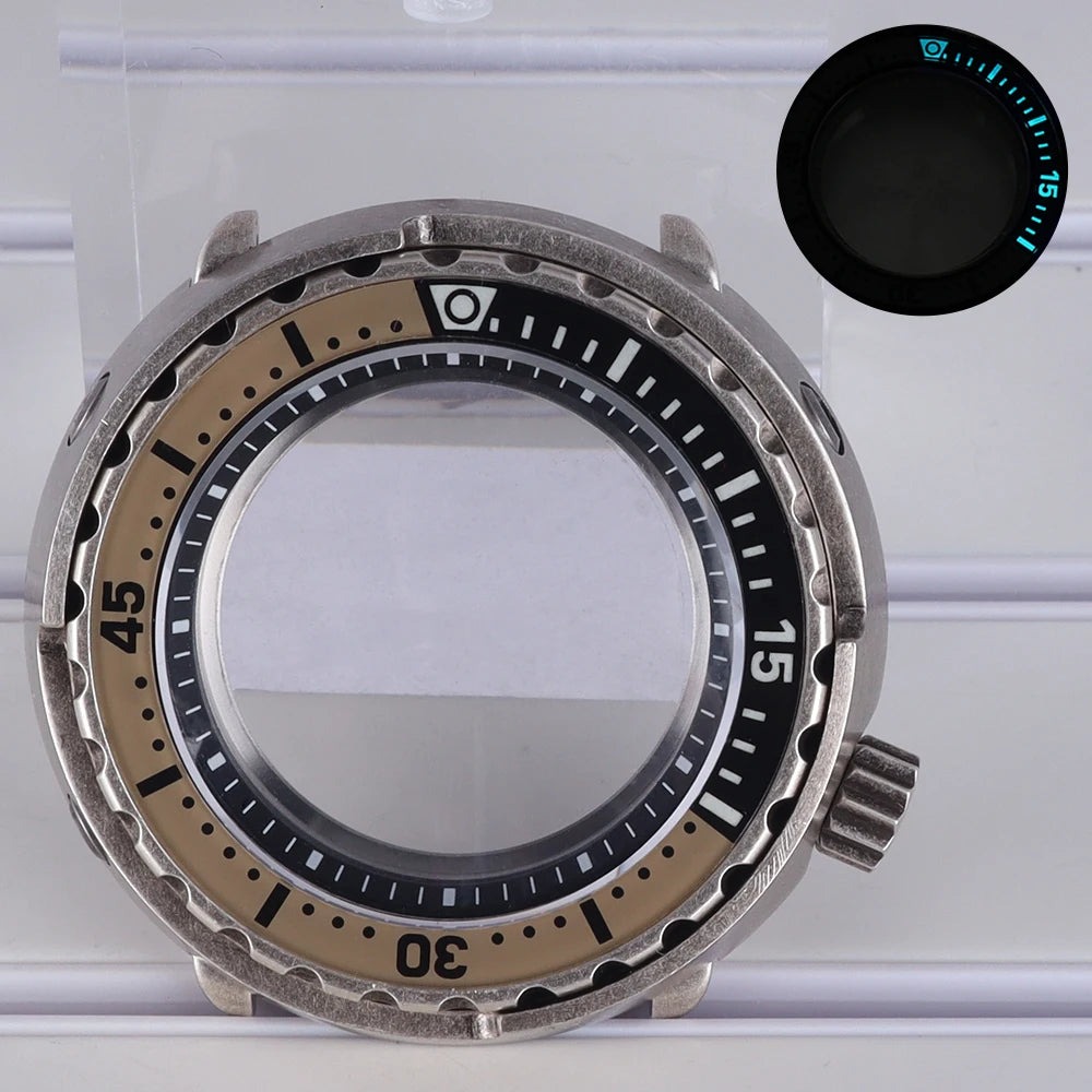 47mm Steel Watch Case C3 Bezel For NH35 NH36 NH38 Tuna Can Mod 200M Waterproof