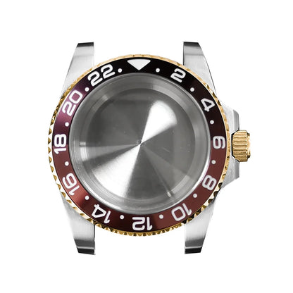 316L Watch Case 40mm Gold Edge Sapphire Flat Glass for NH35/ NH36 Modification