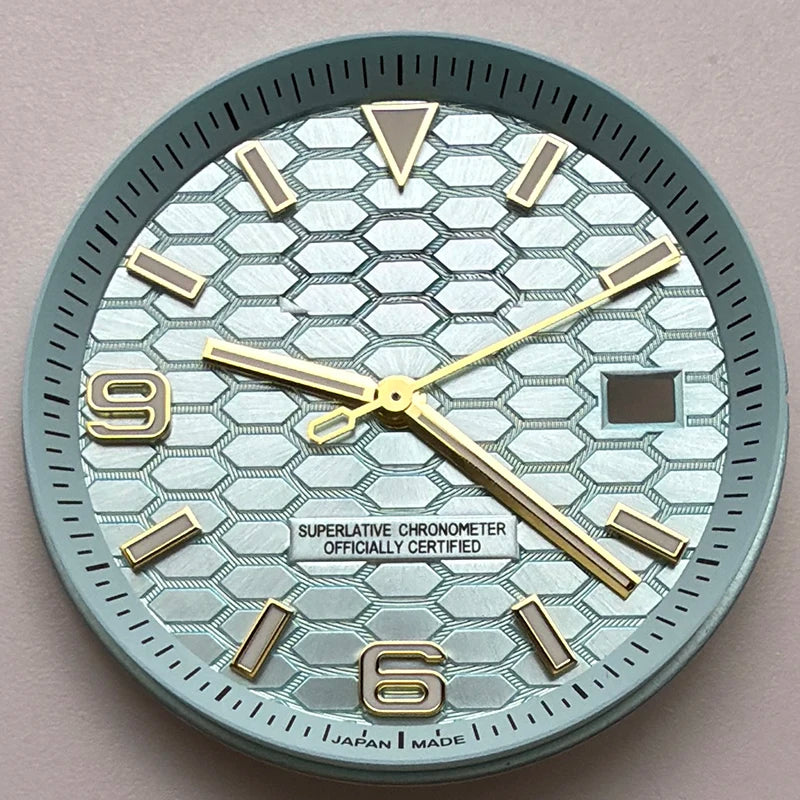 39.5mm Land-Dwellwe GOLD Case+Strap Sapphire Glass Luminou 33.8mm Dial Fit NH35