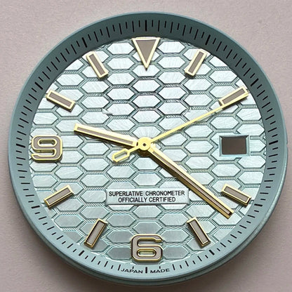 39.5mm Land-Dwellwe GOLD Case+Strap Sapphire Glass Luminou 33.8mm Dial Fit NH35