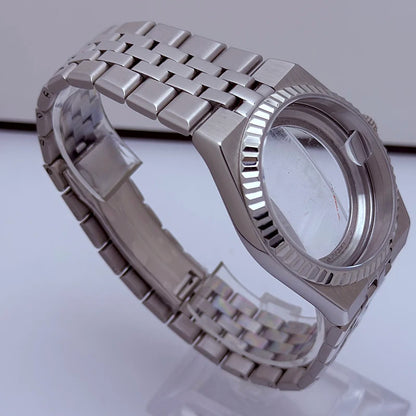 39.5mm Land-Dwellwe Watch Case+Strap Sapphire Glass Luminou 33.8mm Dial Fit NH35