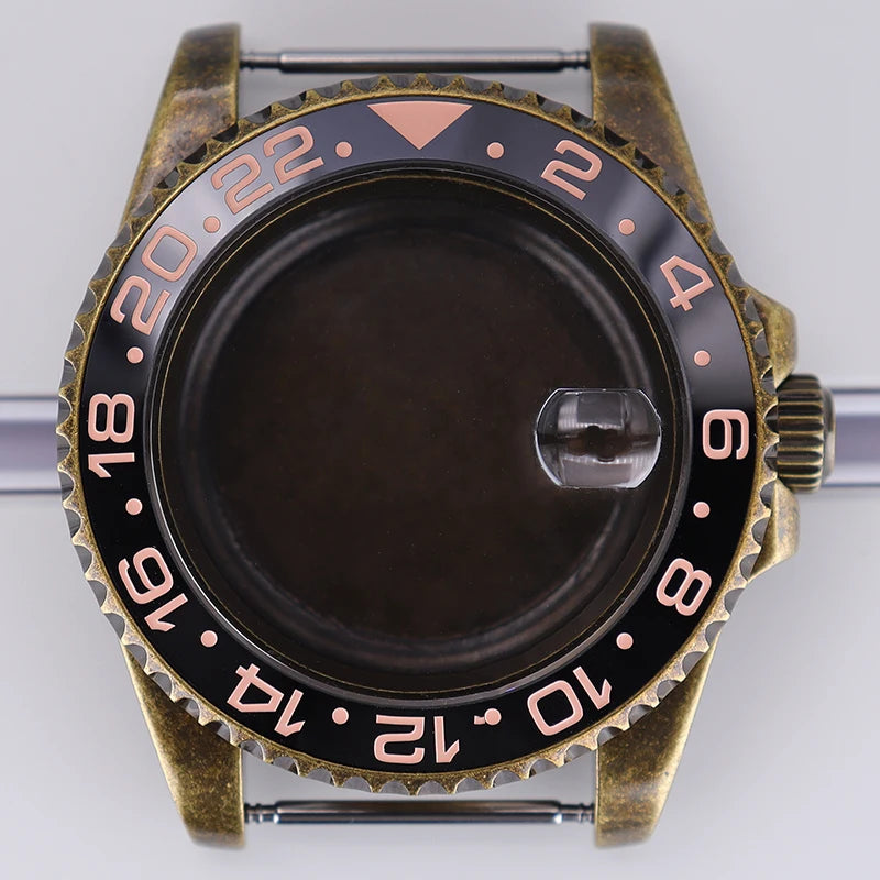 40mm Bronze SUB Watch Case Bezel For NH35/36 GMT NH34/38 4R36 Sapphire Crystal