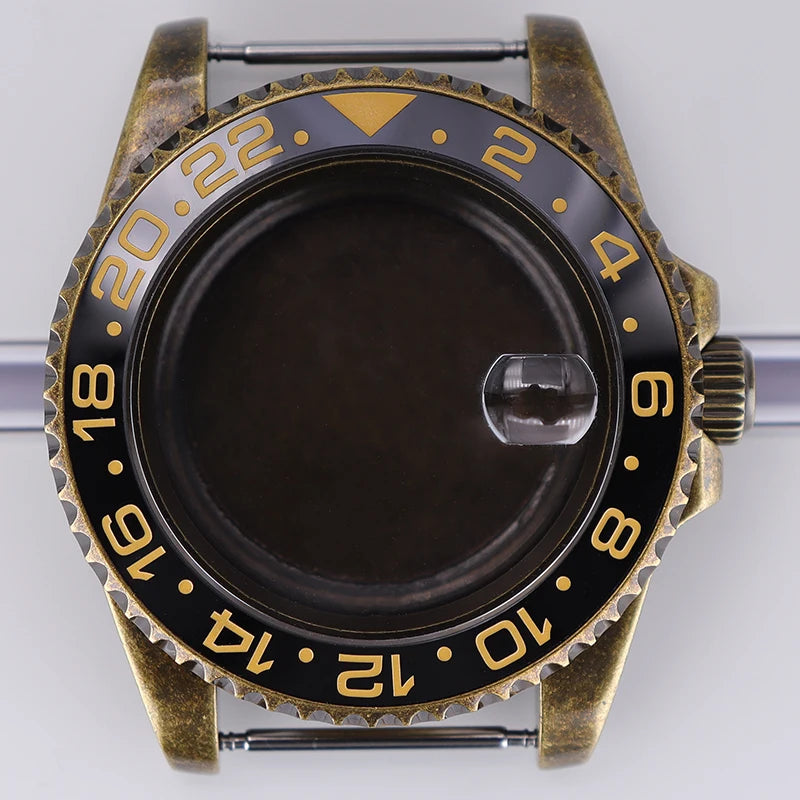 40mm Bronze SUB Watch Case Bezel For NH35/36 GMT NH34/38 4R36 Sapphire Crystal