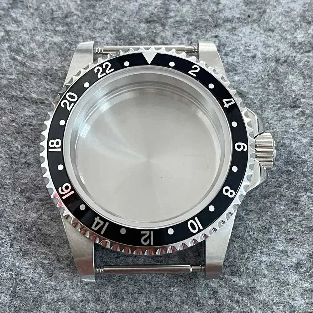 39.5mm Steel Watch Case Retro Flat Mirror Case Sapphire Crystal Fit NH35 NH36