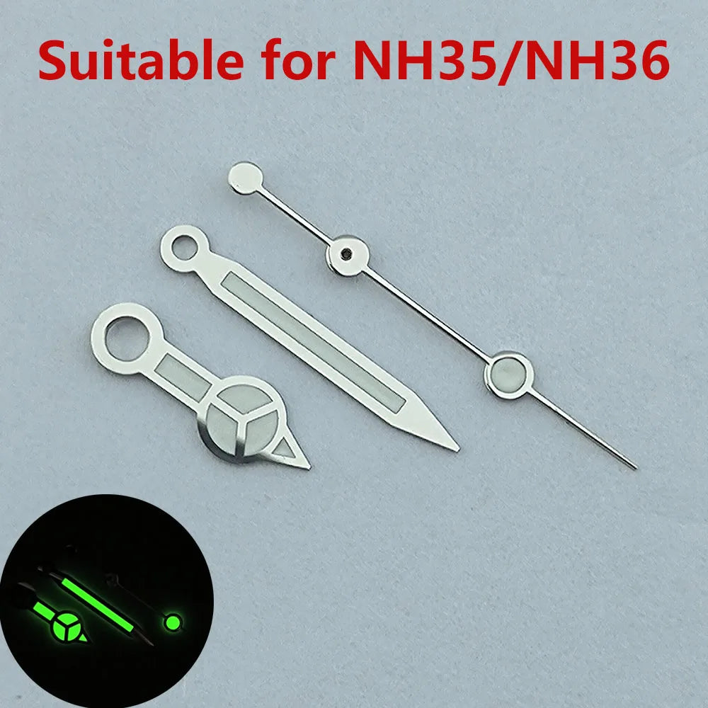 Modified 3 Hands Watch Hands with Green luminous /No luminous for NH35 NH36