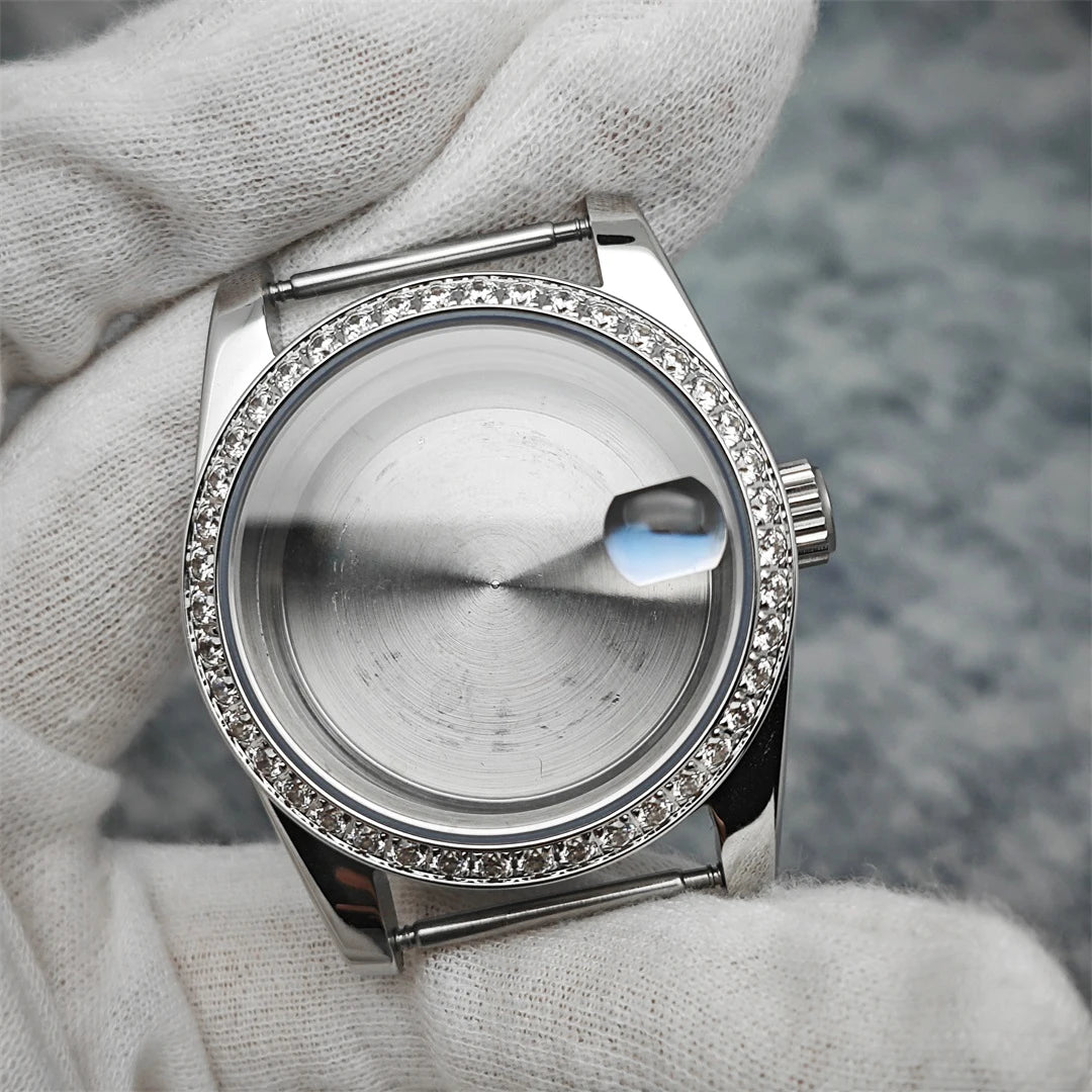 Oyster Diamond tainless Steel Watch Case with Sapphire Crystal Sfor NH35/NH36/4R