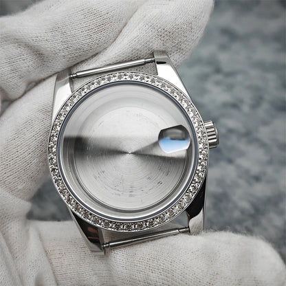 Oyster Diamond tainless Steel Watch Case with Sapphire Crystal Sfor NH35/NH36/4R