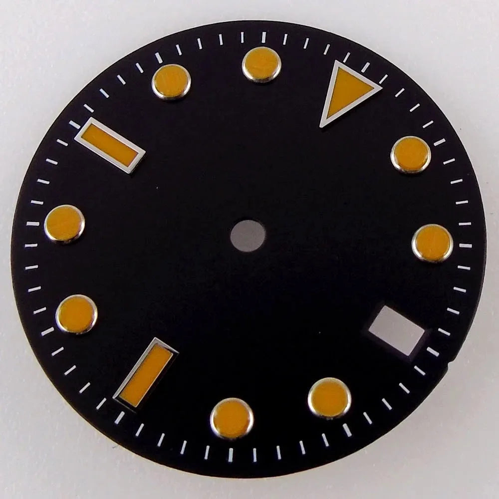 28.5mm Black White Face Single Calendar Submarine Dial For NH34 NH35 NH36