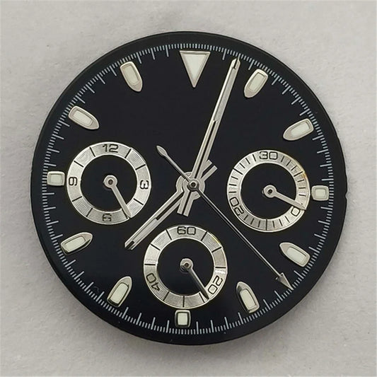 29.5mm Black Watch Dial with Watch Hands Green Luminous for VK63