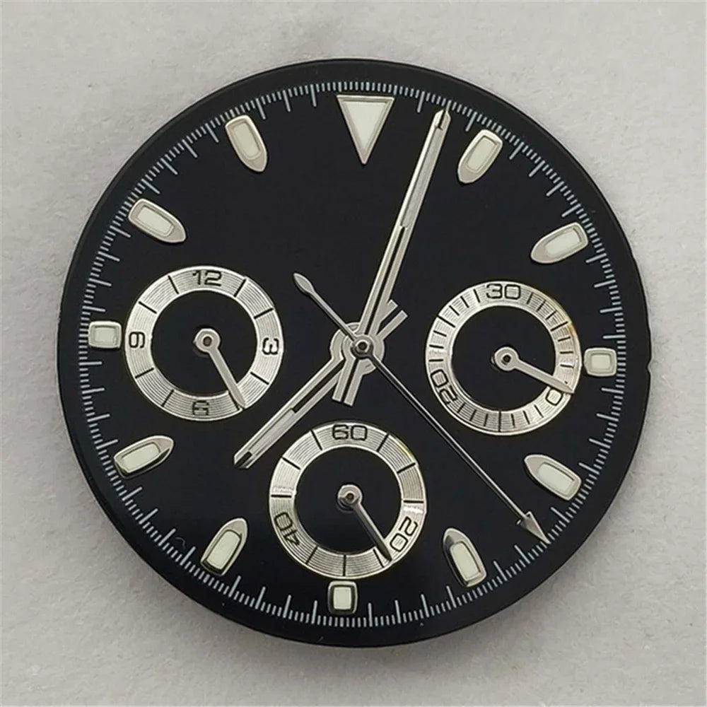 29.5mm Black Watch Dial with Watch Hands Green Luminous for VK63