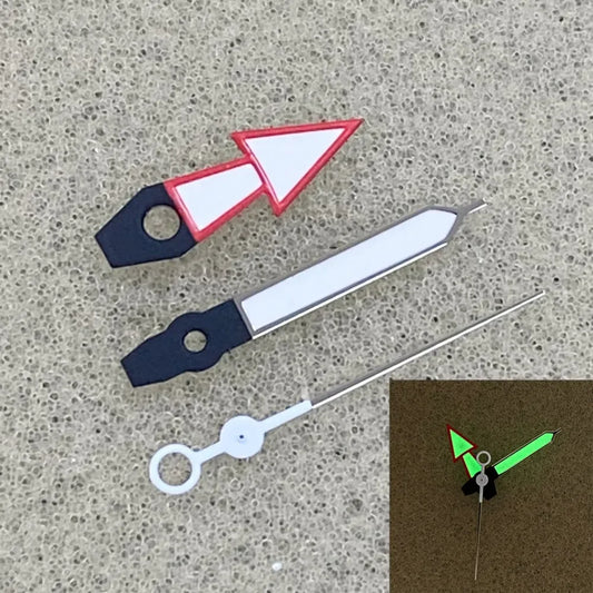 Red and White Arrow Shape Green Luminous Watch Hands for NH35/NH36/4R/7S