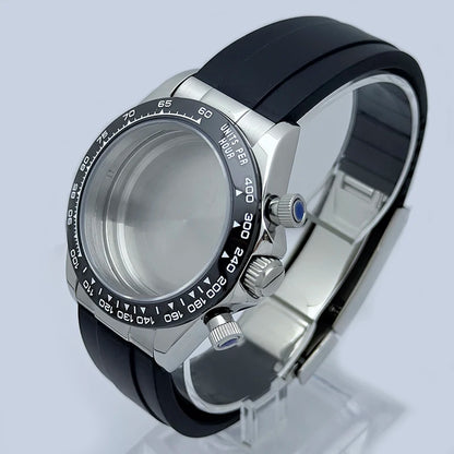 316L Steel 39mm Silver Case+Watch Rubber Strap Case Fit VK63 Modified Part