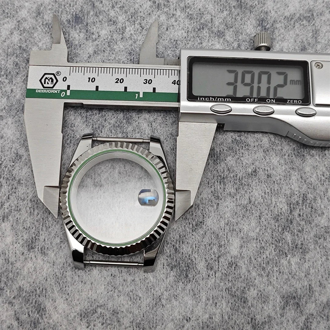 39mm Steel Watch Case Gear Ring Case with Sapphire Glass for NH35/ NH36/ 4R