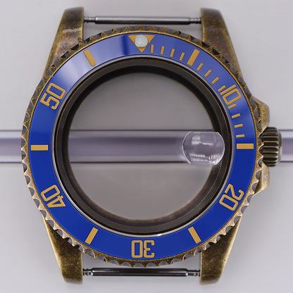 Bronze 40mm Watch Case Ceramic Bezel For SUB NH35/36/34/38/70 Sapphire Glass