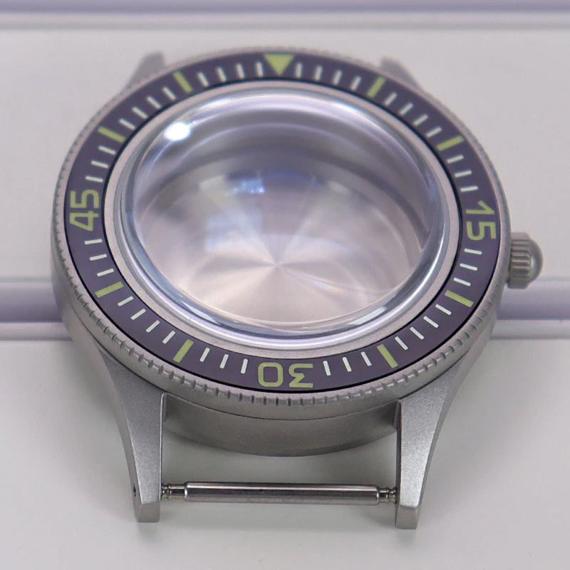 40mm Blasting Sand Cases Luminous Bezel Bubble Sapphire Fit NH35 NH36 NH38 4R36