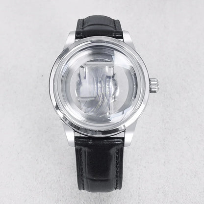 39MM Bubble Watch Case Butterfly Double Buckle Leather Strap for NH35/NH36/4R/7S